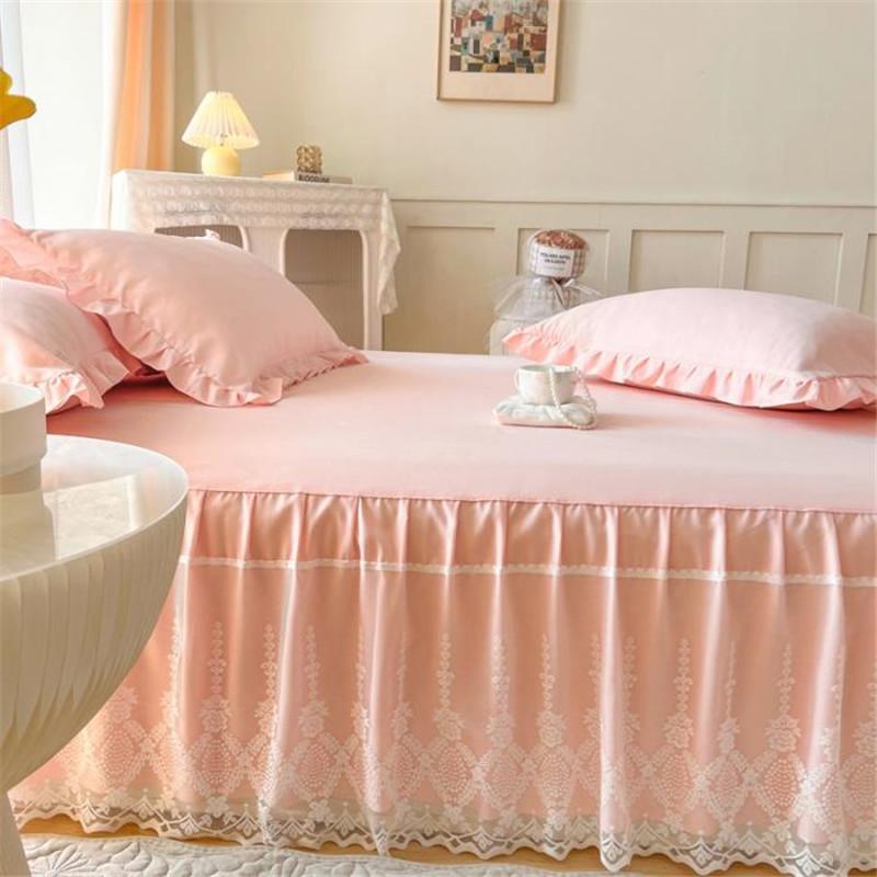 Luxury Lace Bed Cover Queen/King Size Bed Sheet Skirt Solid Color Plain Bed Skirts for Doubel Bed (pillowcase Need Order)