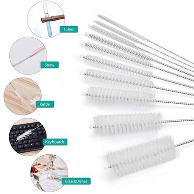 Nylon Straw Cleaning Brush Kit Pipe Cleaner Stainless Steel Long Handle Cleaning Bottle Brush Cleaning Tool (1/2 Set)