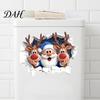 Creative Indoor Outdoor Ornaments Christmas Santa Claus And Elk Toilet Stickers, 3D Wall Breaking Decals, Seasonal Party Decorations Waterproof