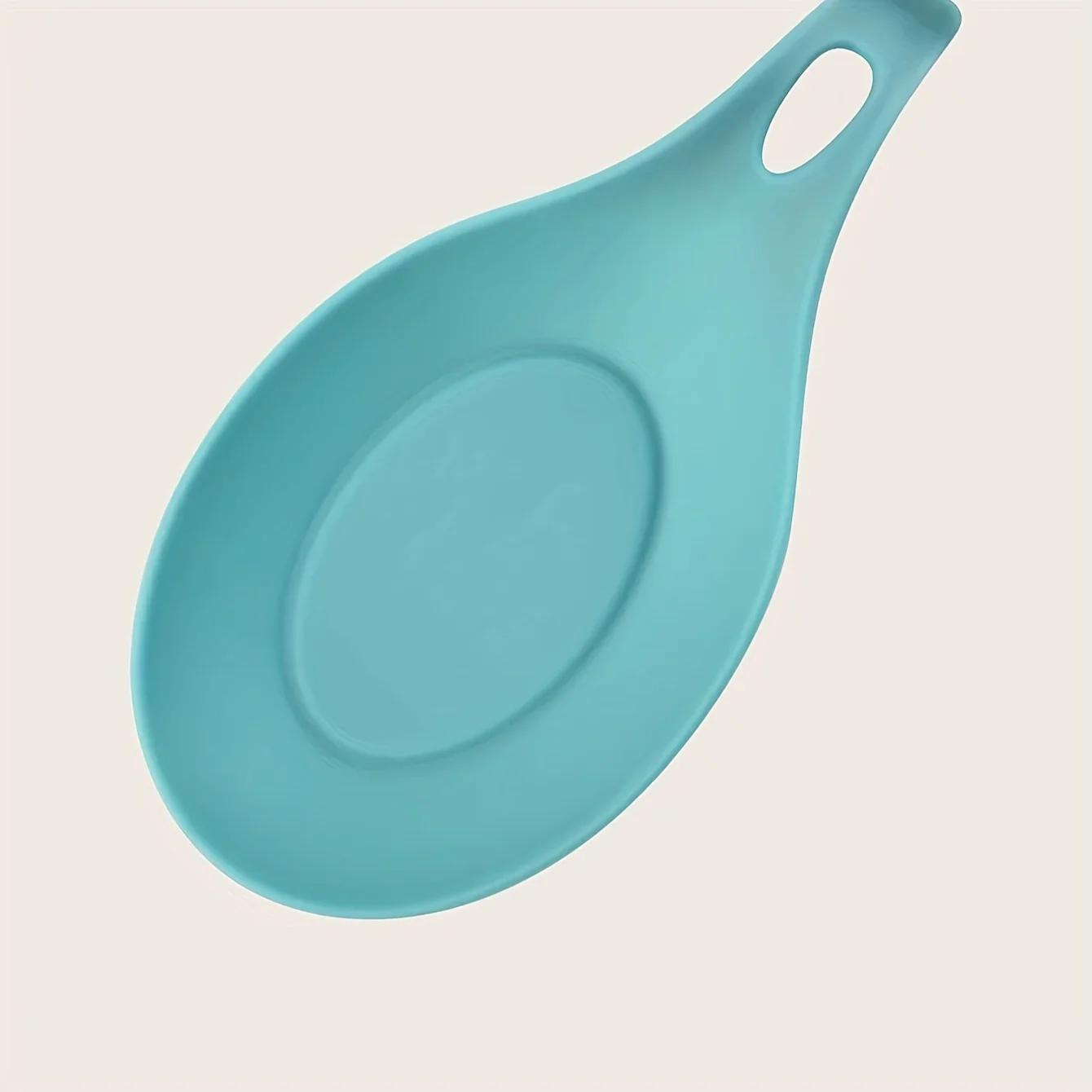

1pc-Household kitchen spoon mat silicone insulated soup spoon mat pot shovel mat easy to clean M озеро синий