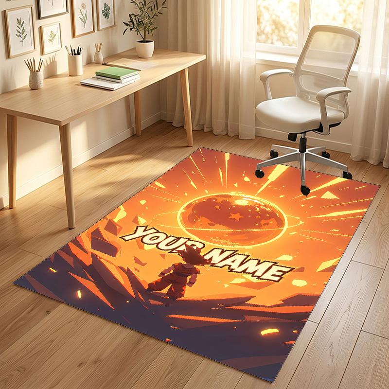 Personalized Crystal Velvet Carpet,Dragon Ball Custom Printed Name, Plush Area Rug For Home Indoor Decor