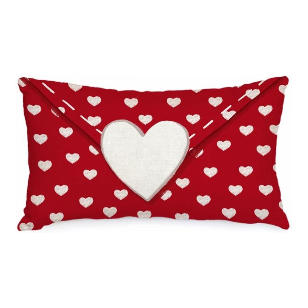 Fashion Red Heart Envelope Throw Pillow Cover Polyester Soft Wedding Cushion Case Pillowcase Decoration for Sofa Couch