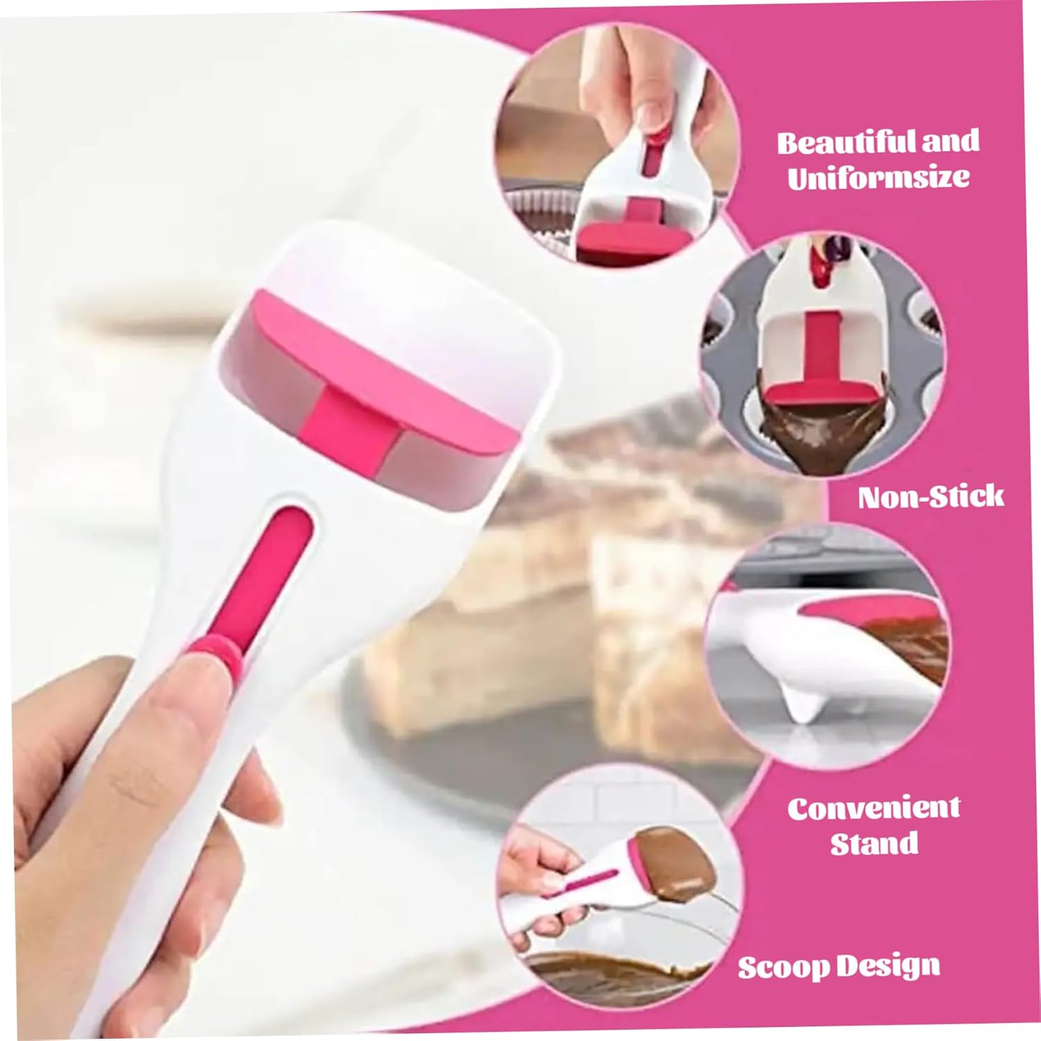 2Pcs Cupcake Batter Scoop, Safe BPA-Free Portable Batter Dispenser, Easy-to-Use Cupcake Scoop for Baking in Home Kitchen.
