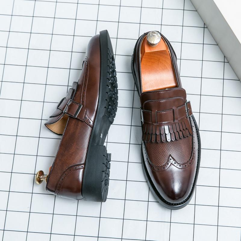 Fashion New Men Casual Leather Shoes All-match Loafers Fashion Business Shoes Soft Sole Business Footwear Leisure Walk Man Slip On Flats
