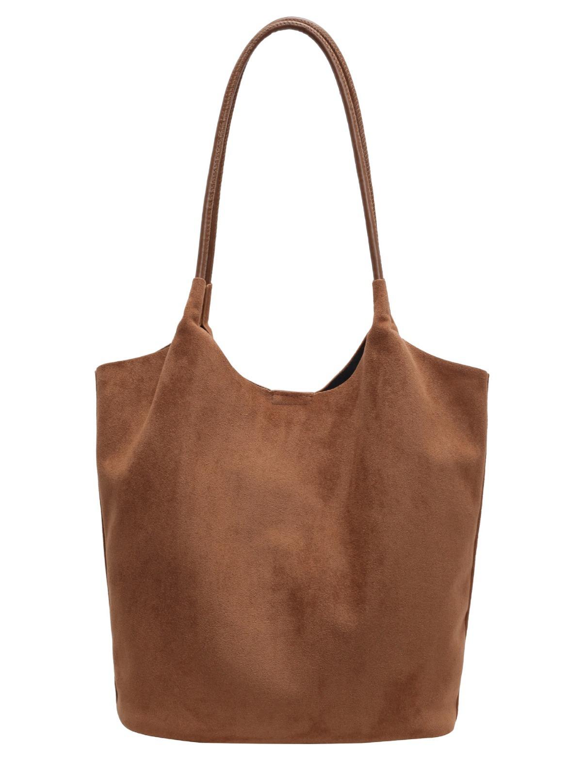 Осенне-зимняя винтажная женская сумка большой емкости из замши — фото 12