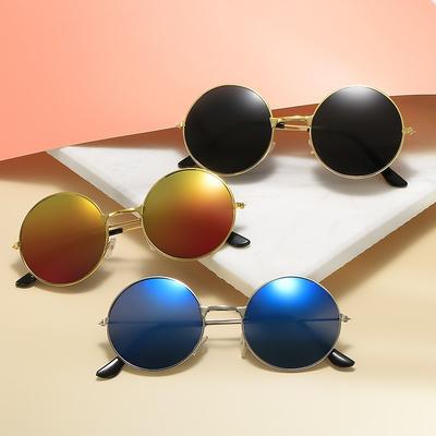 Lunettes de Soleil Rondes Rétro Femmes Hommes Monture Ronde Lunettes de Soleil Populaires Pêche Loisir Noir Lunettes de Conduite Pare-soleil Pographie