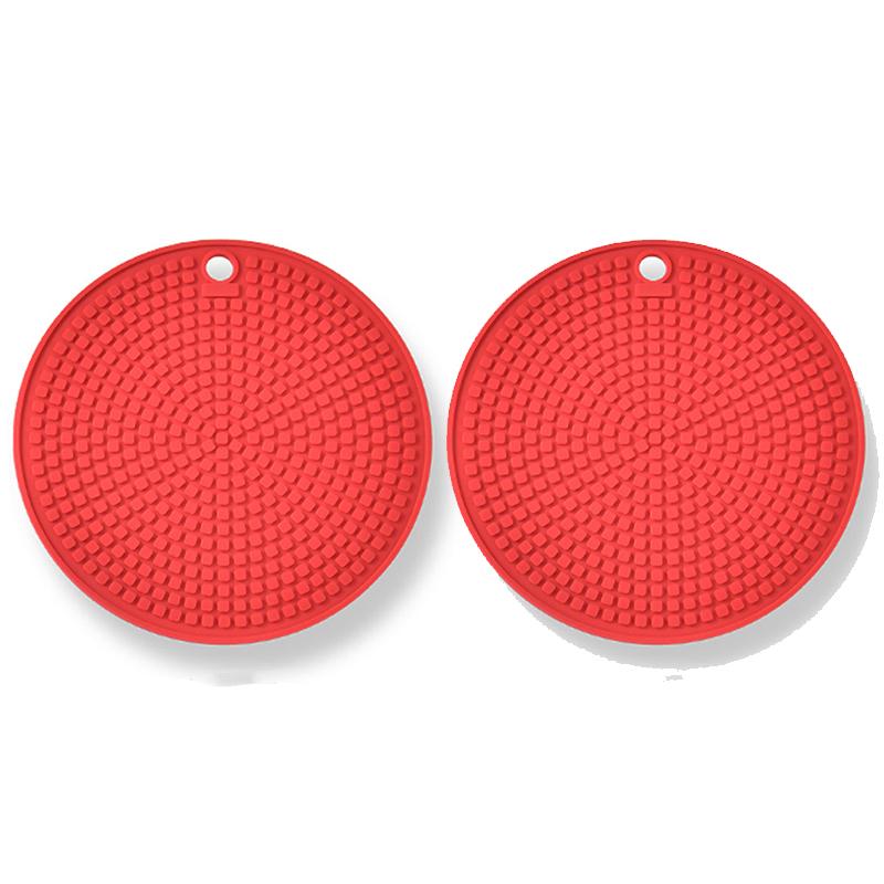 2 Stück Silikonmatte Rutschfeste Getränkeuntersetzer Hitzebeständiger Topfuntersetzer Rund Aufhängbar Geschirr Verdicken Schalen Kaffeetasse Platzsets