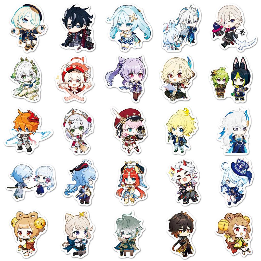 50-Piece Genshin Impact Creative Decorative Fun Stickers for Power Banks, Stationery, and Cameras