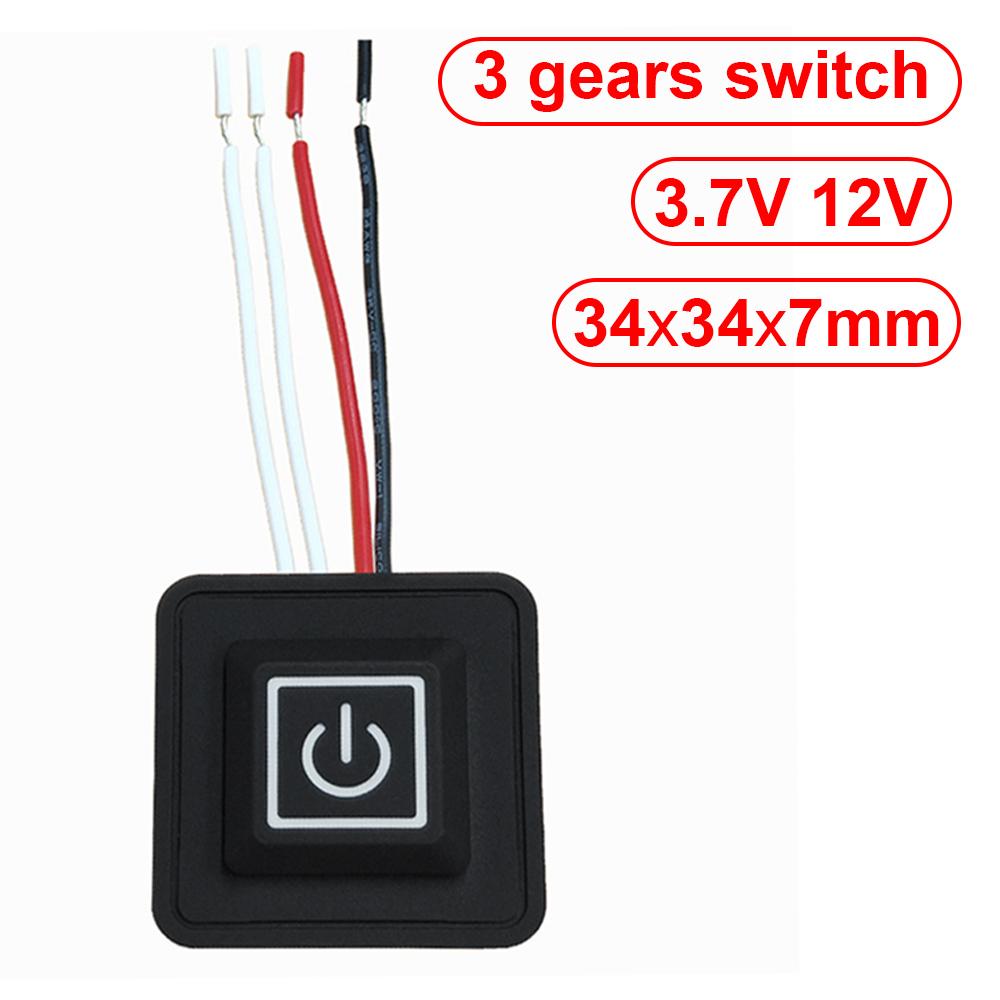3.7V~ 12V Universal Button Switch 3 speed Button Switch Heated Vest Pants Electirc Heating Waistband DIY Temperature Controller 12V