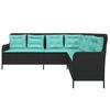 L Shaped Garden Sofa with Cushions Black Poly Rattan