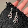 Korean Zircon Christmas Tree Earrings Rhinestone Crystal Star Drop Earring Gift