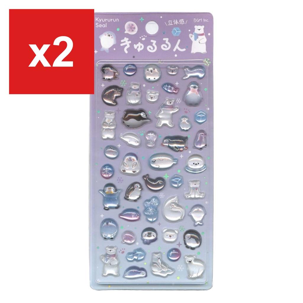 BGM Kyururun 3D Puffy Sticker Sheet Vol.3 - Ice & Snow Animals BS-PR010