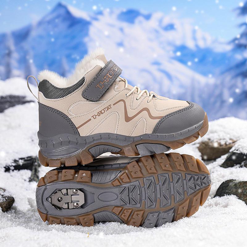 2025 Nepromokavé protiskluzové zimní kožené turistické boty pro chlapce - Teplá, odolná obuv do přírody
