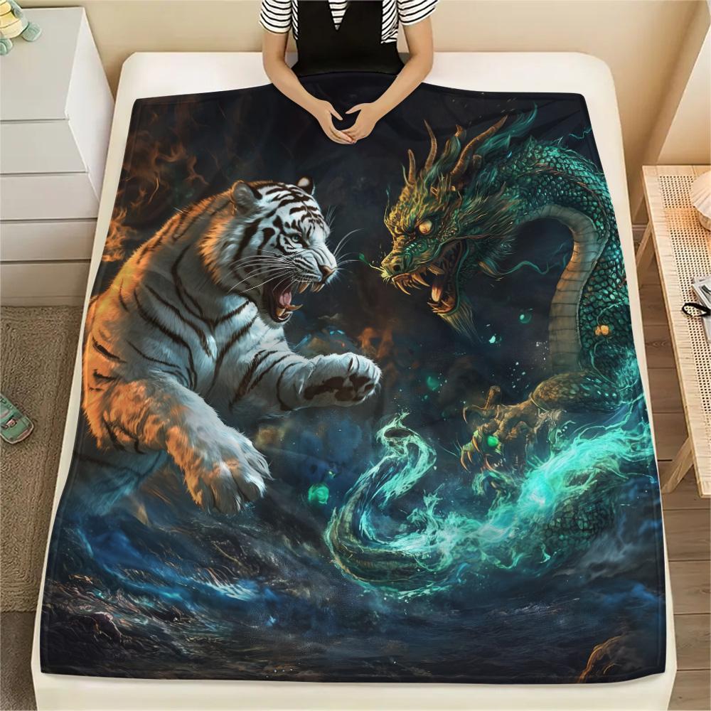 White Tiger  Print Flannel Blanket, High quality Comfortable for All Seasons, Home Decor, Warmth and Comfort