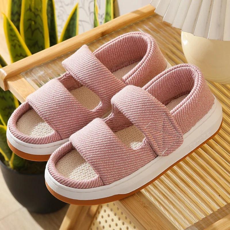 Fashion Summer Home Slippers Thick-soled Sandals Double Straps Wide Sandals Do Not Slip Comfortable Walking Sandals for Men and Women