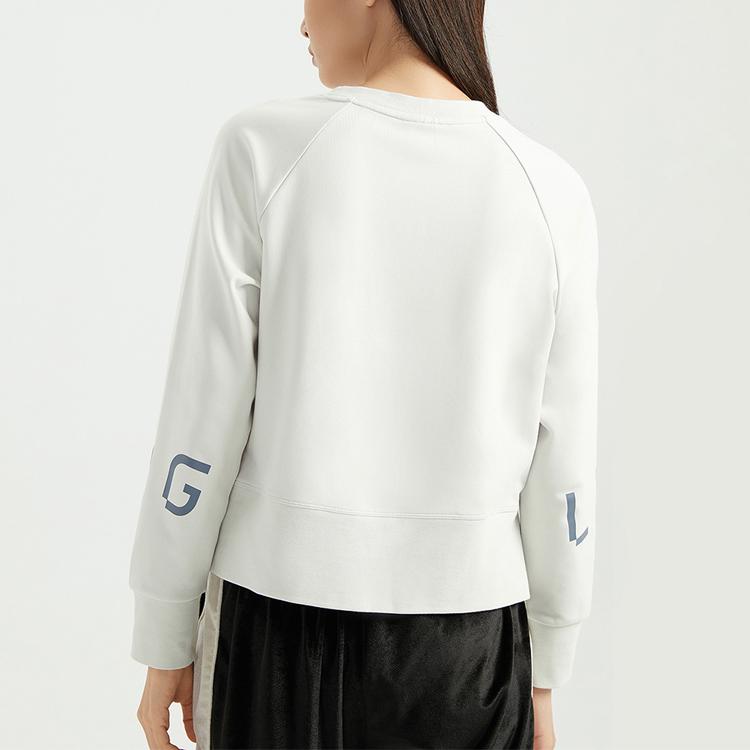 Li Ning Training Series Short Casual Sports Round Neck Pullover Sweatshirt Women sweatshirt Light-Gray AWDR034-3