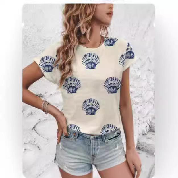 New Fashion Trend Crew Neck T-shirt 2024 Summer Casual Sports Comfortable Short-sleeved Top High Quality Simple Women
