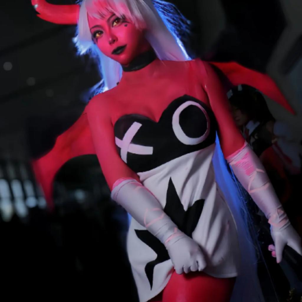 Costume Cosplay Verosika Mayday di Helluva Boss, Abito da Palco Demone Succubo per Halloween