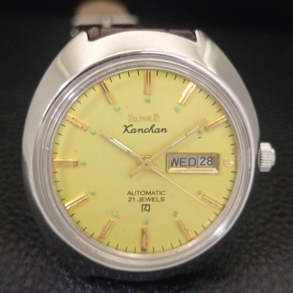 AUTOMATIC VINTAGE HMT KANCHAN 6501 INDIAN MENS GOLDEN COLOR DIAL WATCH A703268-1