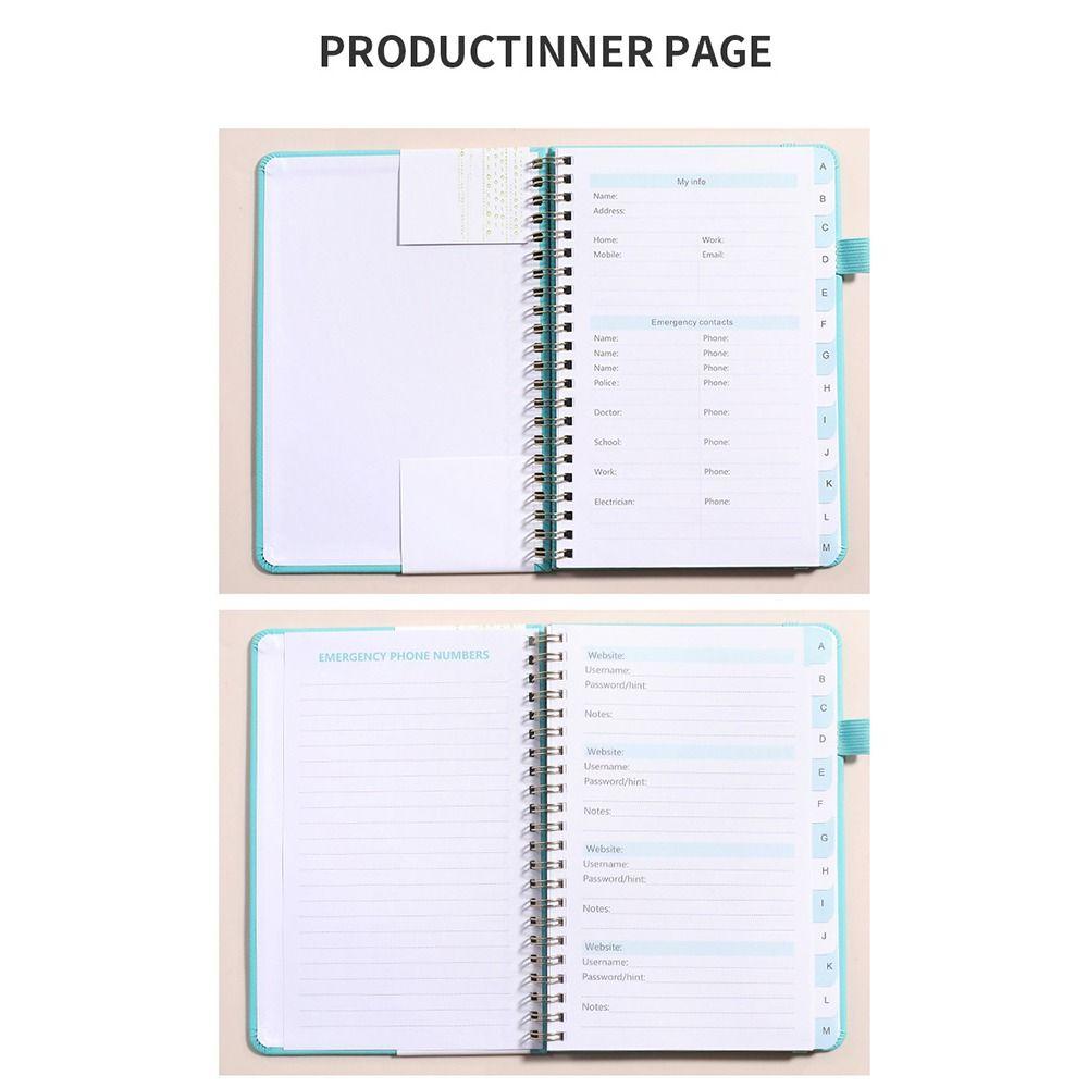 112 Pages Note Book with Letter Tags Password Recording Coil Book Fashion Codebook