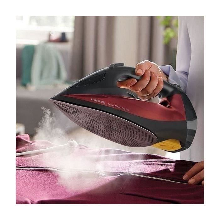 PHILIPS - Fer à repasser - 2800W - 50gr/mn - pressing 250gr/mn - Série 7000 Azur - noir/rouge - DST7022.40