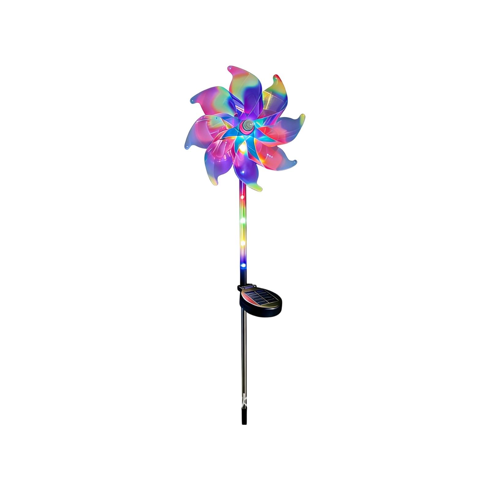 Solar Powered Windmill Garden Light Outdoor Waterproof Lawn Stake Light with LED for Yard Pathway Landscape Decoration One Size