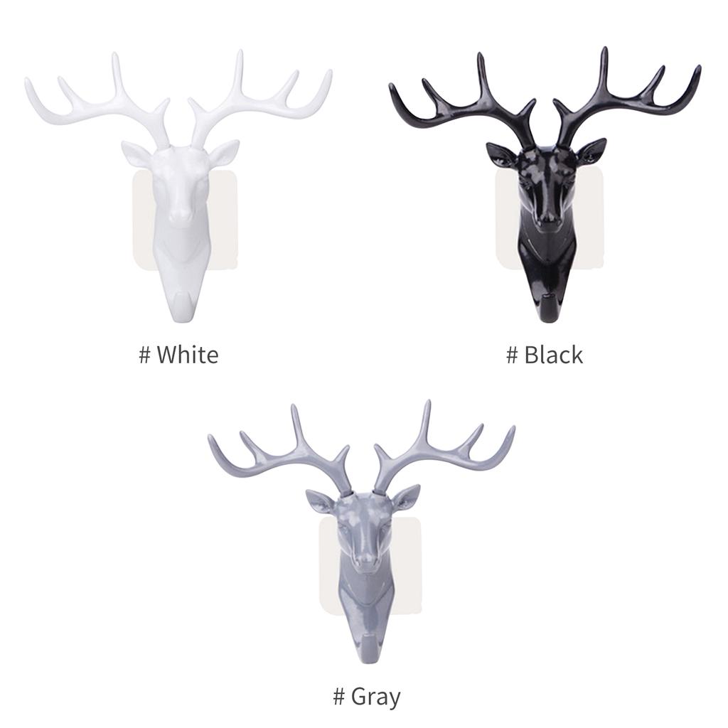 Adhesive Hook Deer Elk Head Shape Towel Hanger No Punching Hanging Hook Wall Mount Heavy Duty Hook Keys Sticky Holder Stick on Wall Door Cabinet Bath