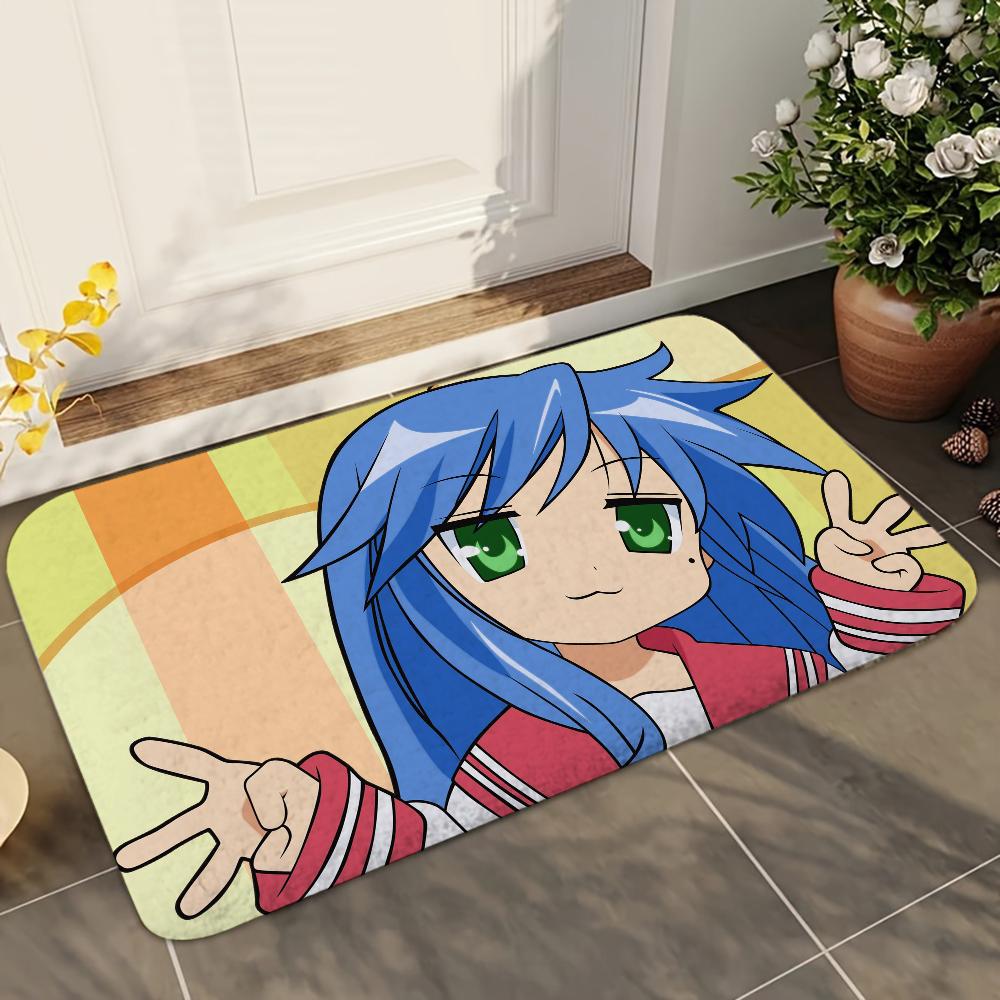 1pc Anime Lucky Star Bathroom Absorbent Mats Anti-Slip Mats Home Decor Supplies Carpets Home Kitchen Floor Mats