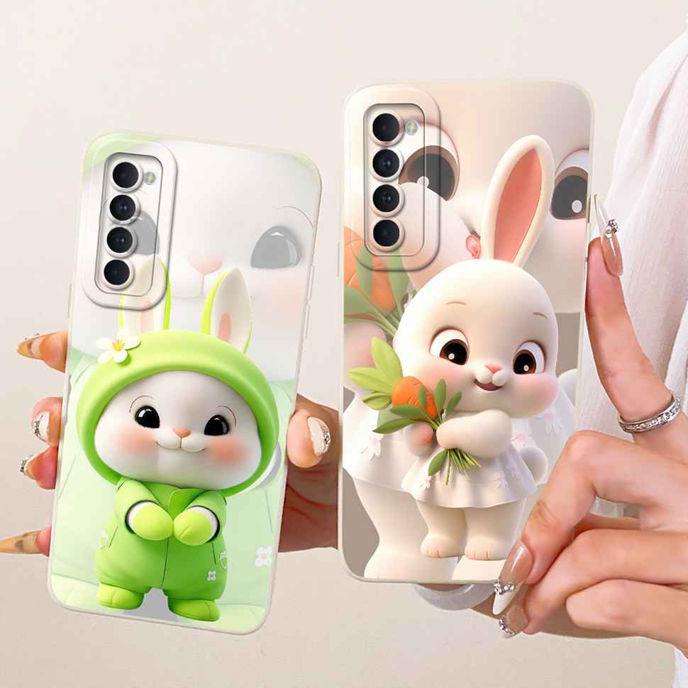 For Oppo Reno4 Case Reno 4 Pro Soft Silicone Cute Couple Rabbit Phone Back Cover For Oppo Reno 4 Reno4 Pro 4G Cases