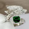 Huitan Dragon Adjustable Rings Luxury Male Bright Cubic Zirconia Crystal Finger Accessories for Party Hyperbole Zircon