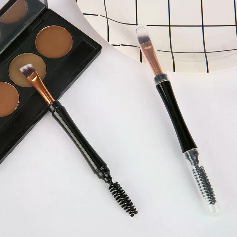 Mini Dual Ended Makeup Brush Angle Eyebrow Eyeshadow Eyeliner Brush With Dust-proof Cover Contouring Eyes Cosmetic