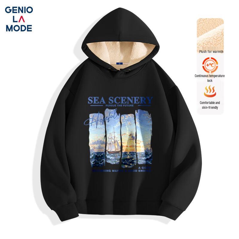 GENIOLAMODE Herren Kapuzenpullover mit Sherpa-Futter