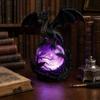 Dragon Faux Crystal Ball Lamp, Gothic USB Night Light, Dark Fantasy Resin Decor for Desk Bedroom, Halloween Gift for Gothic Lovers