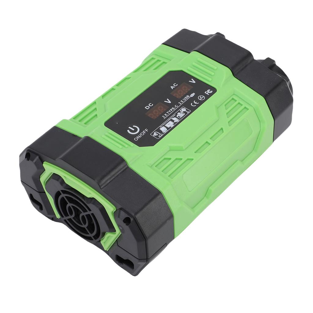 Vehicle Power Inverter 500W 12 to 220V 2 Prong Sockets USB and Type C Portable Power Converter