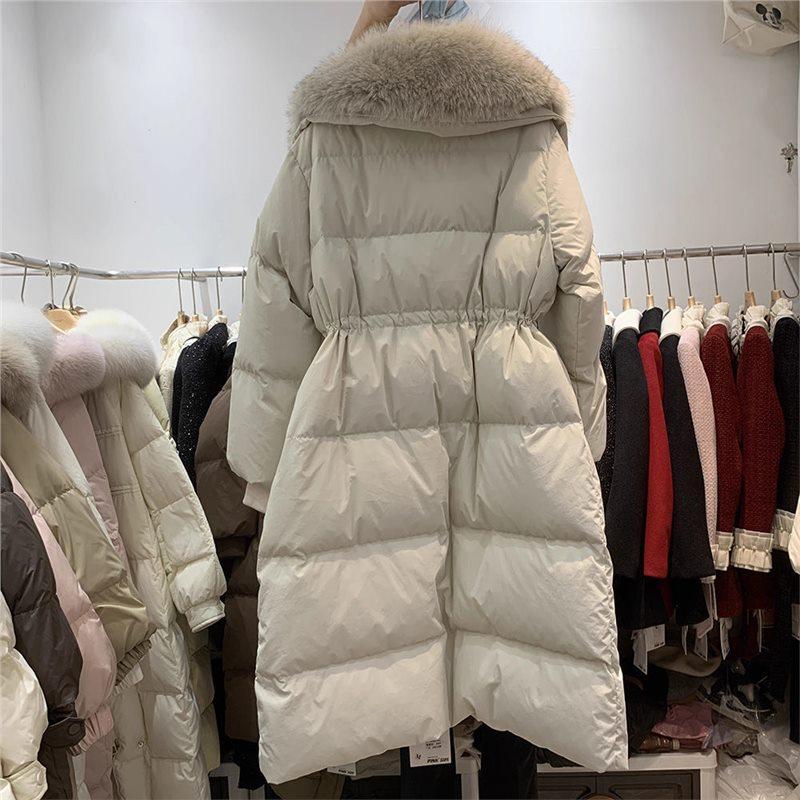 Winterjacke, lang, knielang, mit Daunen- und Baumwollfutter, dick gefüttert, Oversize-Baumwollmantel