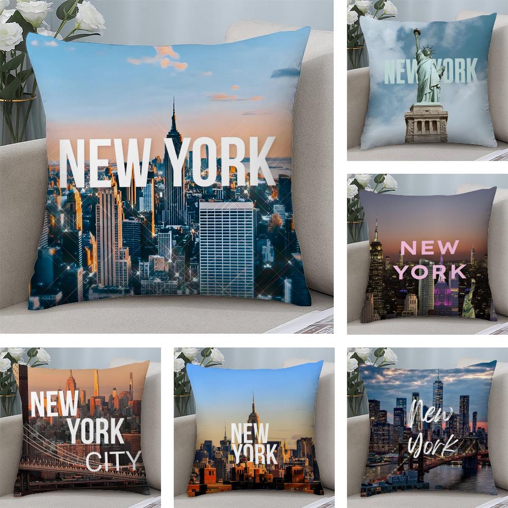 New York City Fashion Cushion Cover Plush Fabric Soft DoubleSided Printed Sofa Warm Winter Home Child Gift Pillow Case