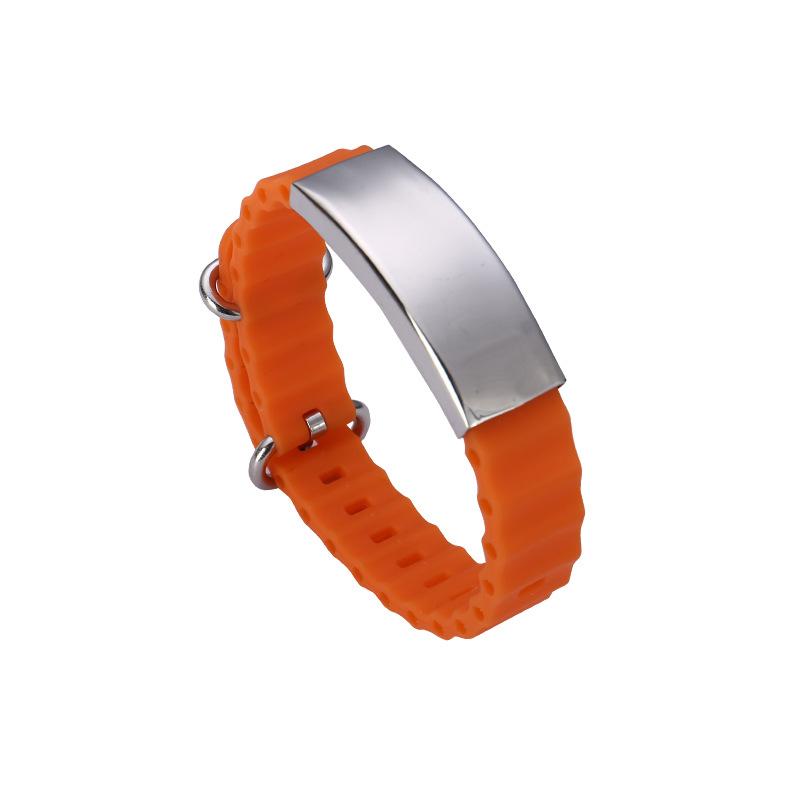 Engrave Logo Custom Name Bracelet Smooth Silicone Stainless Steel For Men Personality Jewelry