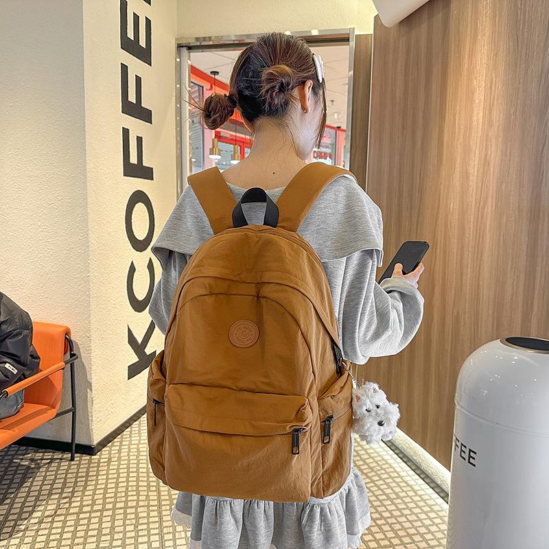 Schoolbag Simple Solid Color Small Fresh Soft Girl Backpack Fashion Trend High Value Versatile Backpack Light Student Bag