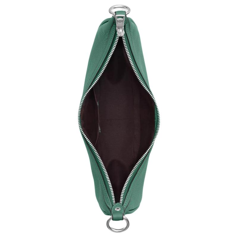 Coach Aria 26 Zipper Closure Exquisite Pebbled Leather and Smooth Leather Hand-held Crossbody Shoulder Bag Medium Women's Silver and Bright Green
