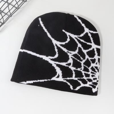 New Spider Web Warm Knitted Jacquard Bean Cap Outdoor Knitted Cold Cap for Men and Women