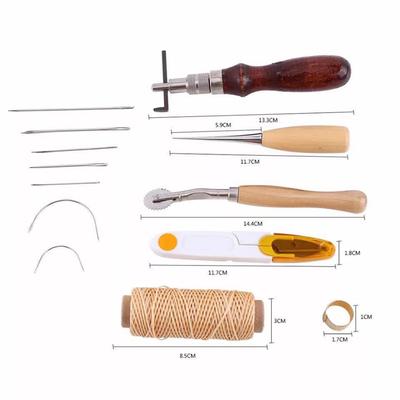59PCS Craft Leather Tool Set Leather Hand Working Tool Kit for Sewing Stiching Carving Printing Cutting Professional Leathercraft Accessories with