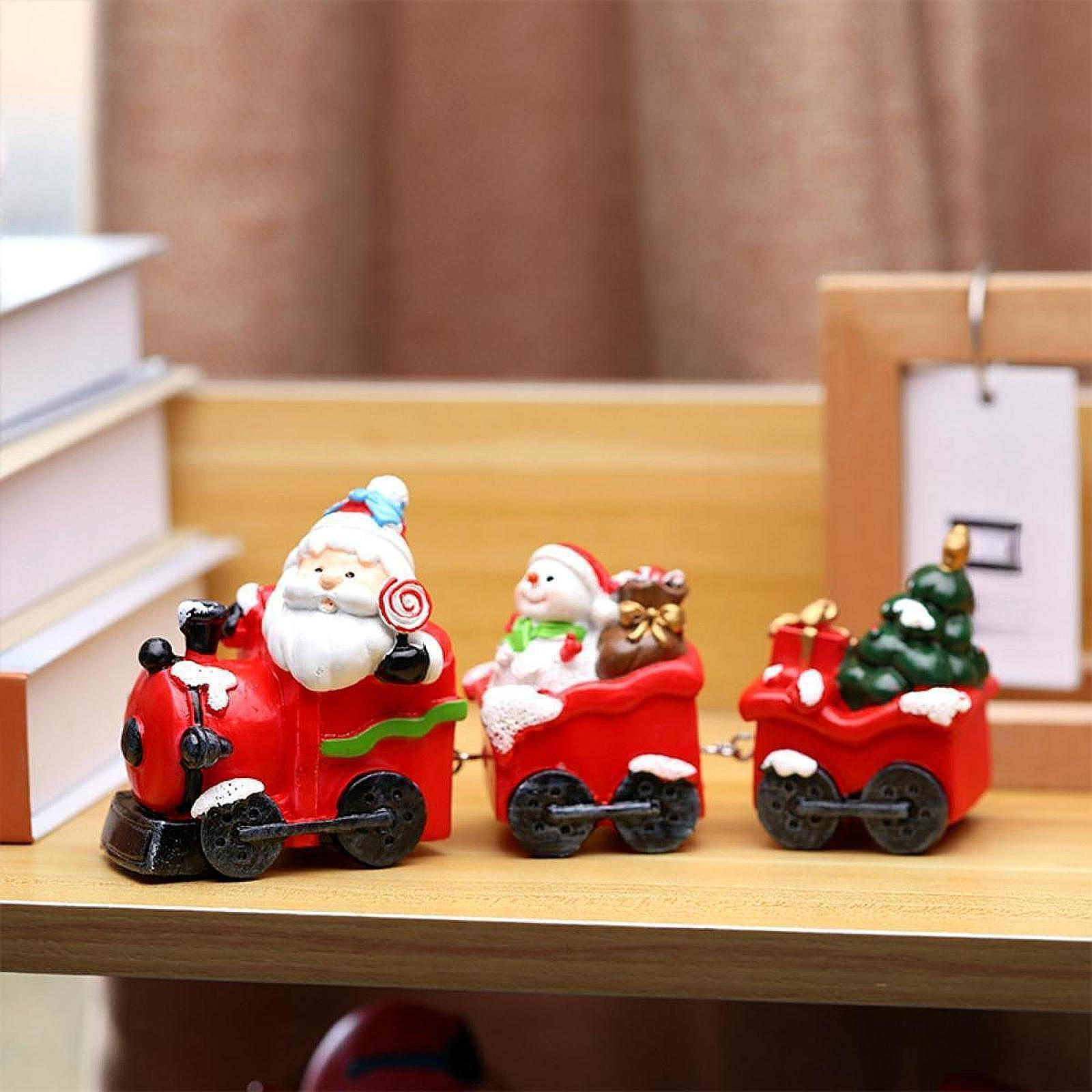

Рождественский поезд Декор Симпатичные поделки Украшения, Зимняя праздничная тема для рабочего стола Santa Claus