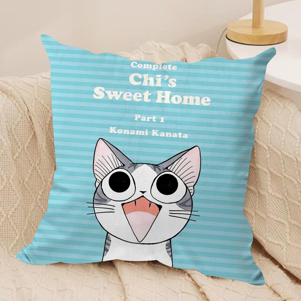 CChis Sweet Home Cushion Cover Silky Short Plush DoubleSided Printed Pillow Case for Sofa All Seasons Home Decor Gift