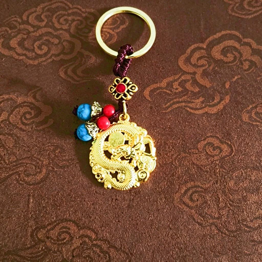 Chinese Alloy Dragon Brand Keychain Pendant Car Hanging Metal Accessories Pendant Bag Hanging Gift Decoration