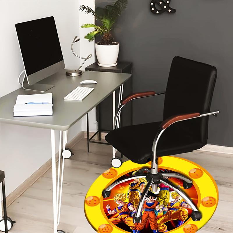 1pc Dragon Ball Characters Artwork Round Carpet, Made of Polyester,Perfect for Decorating Office Chairs, Living Rooms