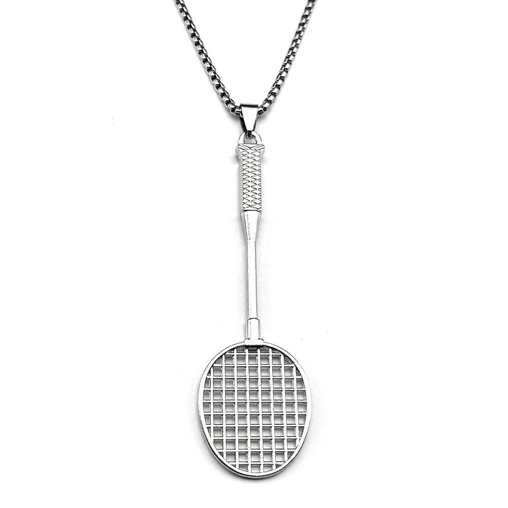 Hiphop Badminton Racket Chain For Women Men Stainless Steel Silver Color Sports Simple Fashion Male Man Necklaces Jewelry Gifts