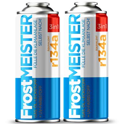 Frostmeister 3W1 400ml - 2x Lata de R134A Gás para Auto-Serviço de Ar Condicionado