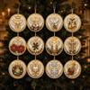 12Pcs Pearl Christmas Wooden Ornament Special-Shaped Gems Hanging Holiday Ornament  Christmas Tree