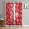 Christmas Red Snowflake Texture Living Room Transparent Tulle Window Curtain Bedroom Kitchen Decor Veil Drapes Curtains