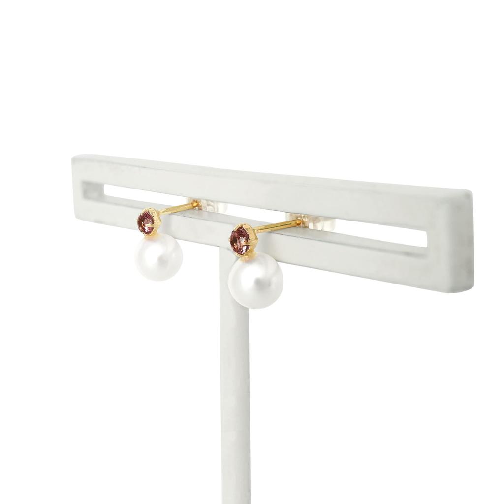 ESTELLE [WEB Exclusive] October Birthstone Pink Tourmaline K10 Yellow Gold Earrings 0242-0728-0019-0000